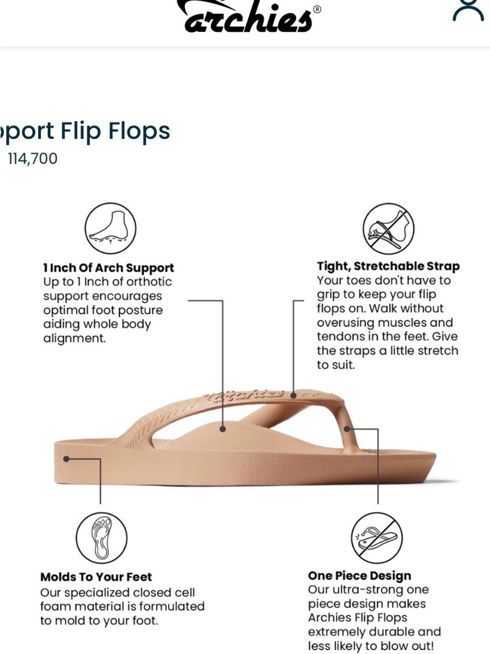 Archie’s Tan Flip Flops - Picture 5 of 8